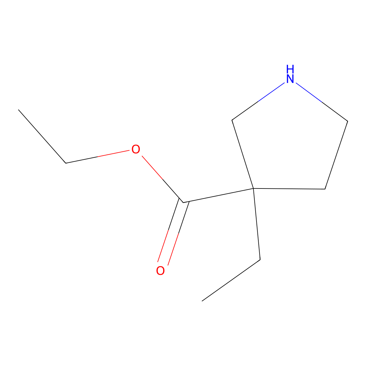 Ethyl 3-ethylpyrrolidine-3-carboxylate molecular structure, CAS 1339137-75-5