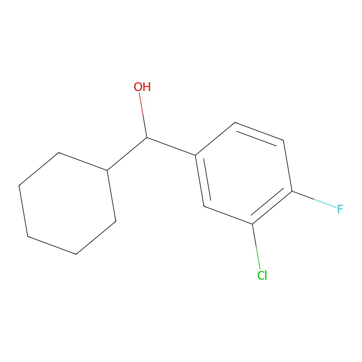 (3-Chloro-4-fluorophenyl)(cyclohexyl)methanol molecular structure, CAS 1339143-15-5