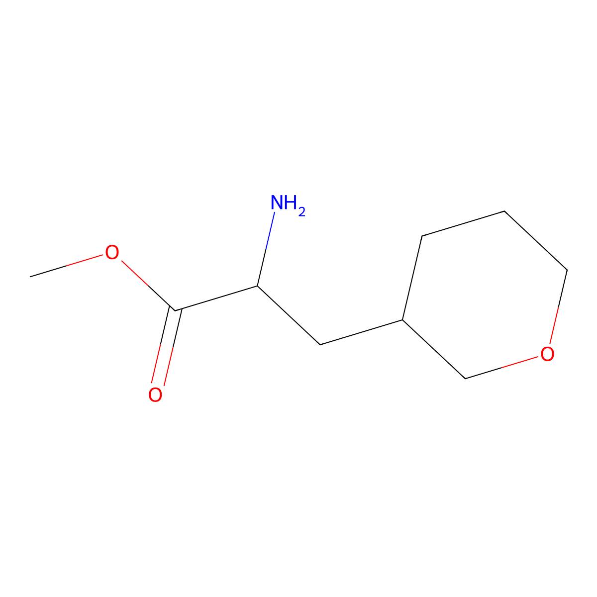 Methyl 2-amino-3-(oxan-3-yl)propanoate molecular structure, CAS 1339143-97-3