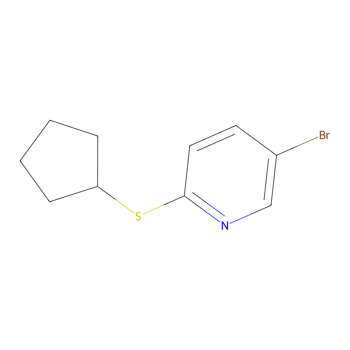 5-Bromo-2-(cyclopentylsulfanyl)pyridine molecular structure, CAS 1339144-30-7