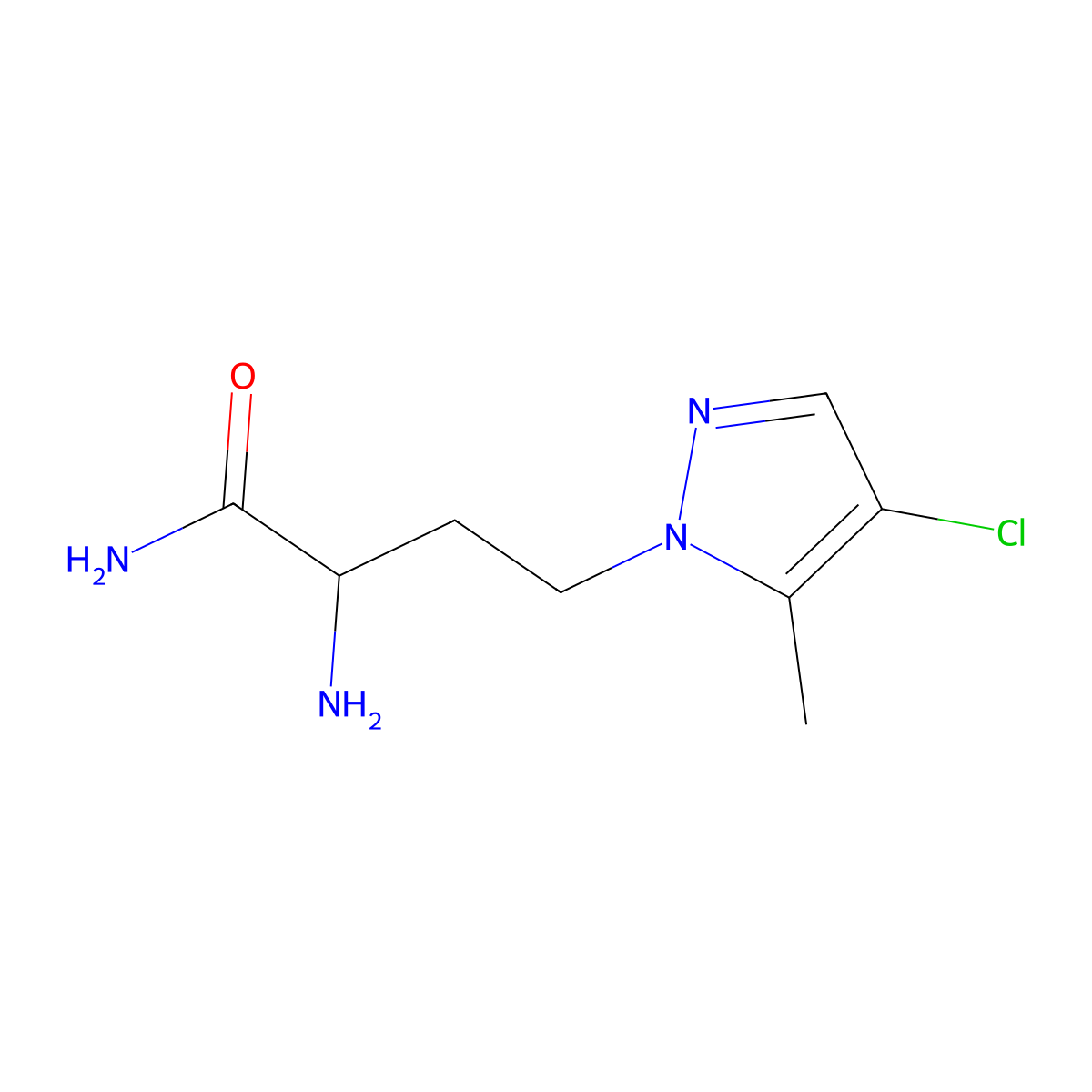 2-Amino-4-(4-chloro-5-methyl-1h-pyrazol-1-yl)butanamide molecular structure, CAS 1339145-24-2