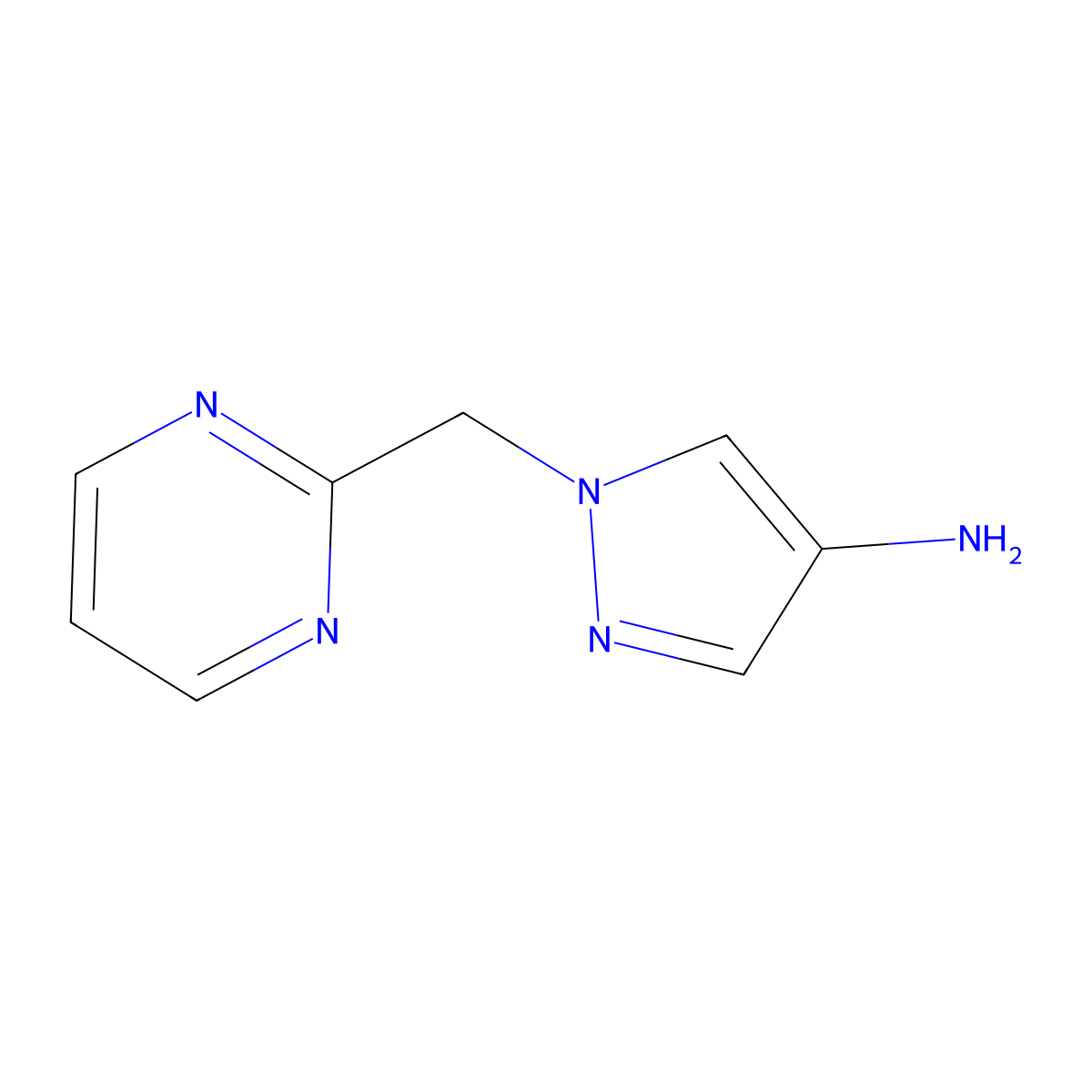 1-(pyrimidin-2-ylmethyl)-1H-pyrazol-4-amine molecular structure, CAS 1339145-54-8
