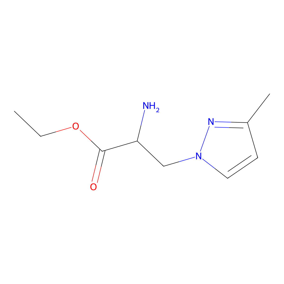 Ethyl 2-amino-3-(3-methyl-1h-pyrazol-1-yl)propanoate molecular structure, CAS 1339148-00-3