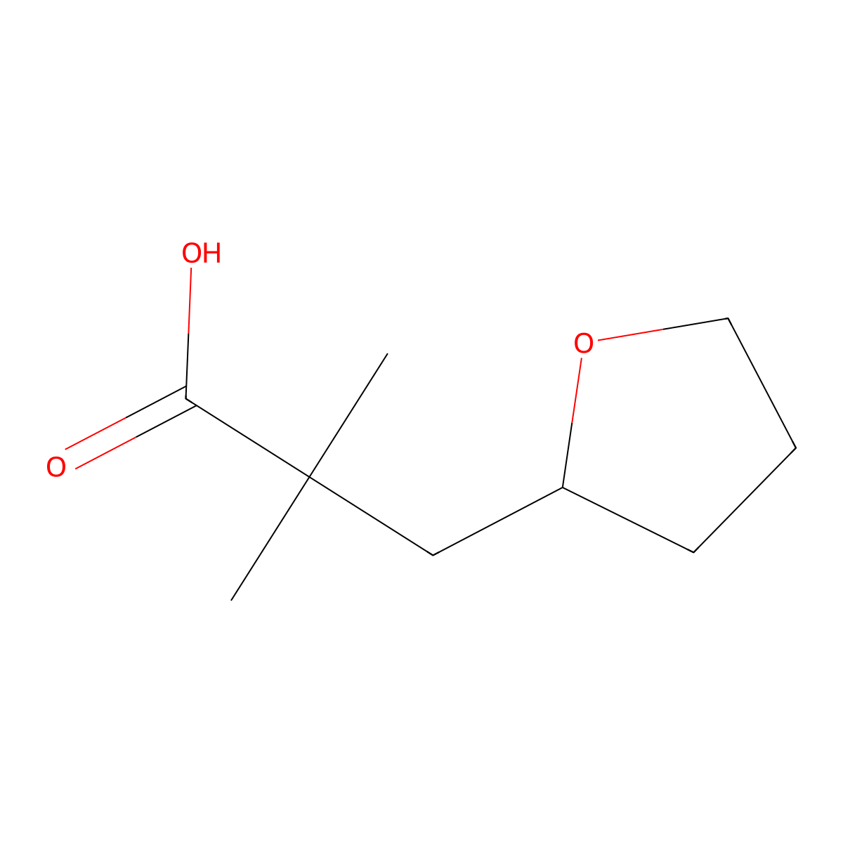 2,2-Dimethyl-3-(oxolan-2-yl)propanoic acid molecular structure, CAS 1339148-07-0