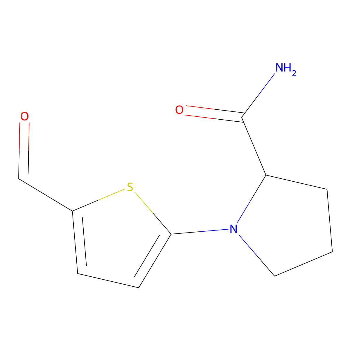 1-(5-Formylthiophen-2-yl)pyrrolidine-2-carboxamide molecular structure, CAS 1339150-10-5