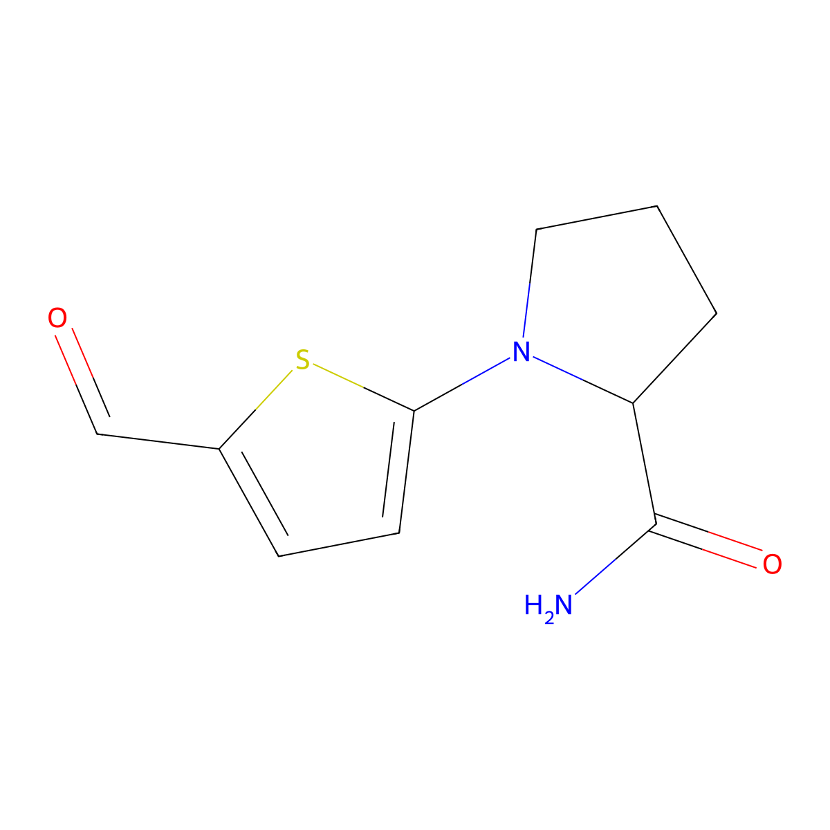 1-(5-Formylthiophen-2-yl)pyrrolidine-2-carboxamide molecular structure, CAS 1339150-10-5
