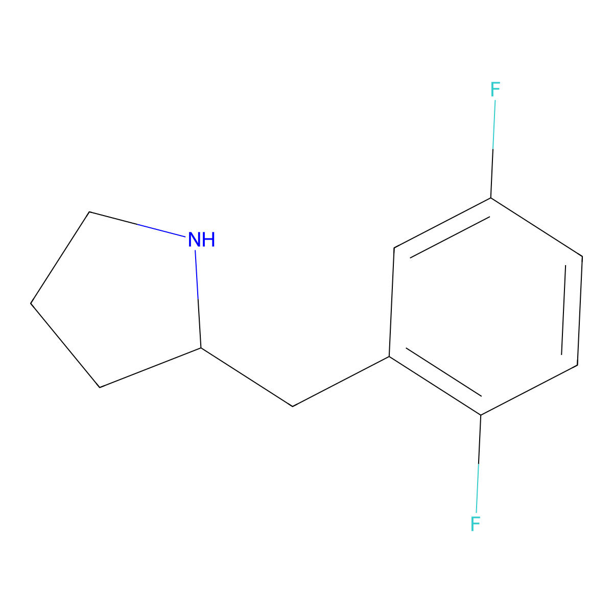 2-[(2,5-Difluorophenyl)methyl]pyrrolidine molecular structure, CAS 1339150-72-9