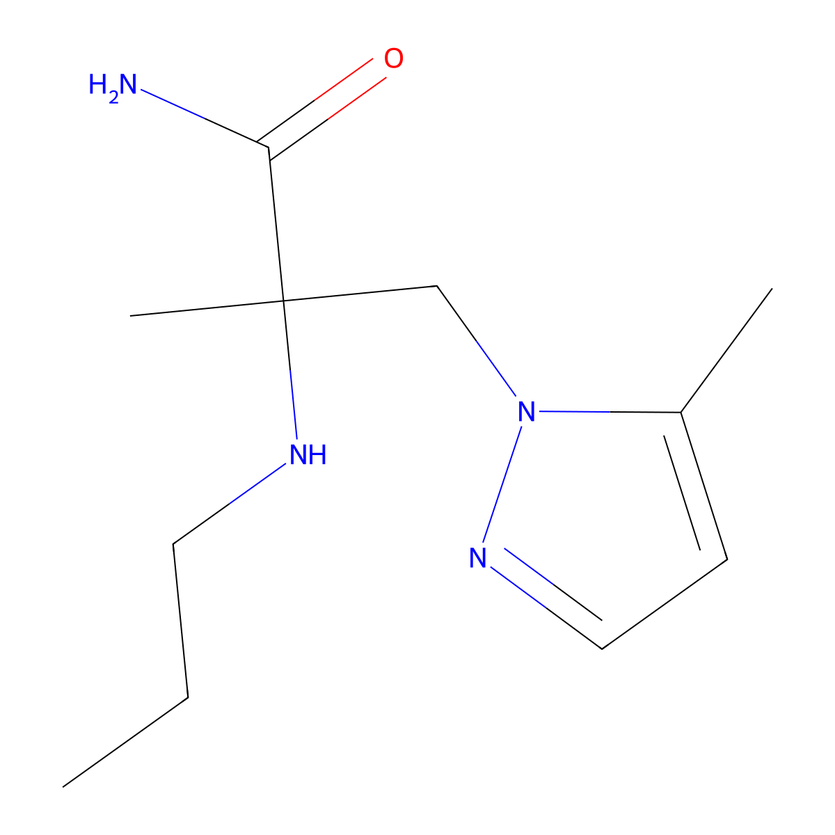 2-Methyl-3-(5-methyl-1h-pyrazol-1-yl)-2-(propylamino)propanamide molecular structure, CAS 1339150-95-6