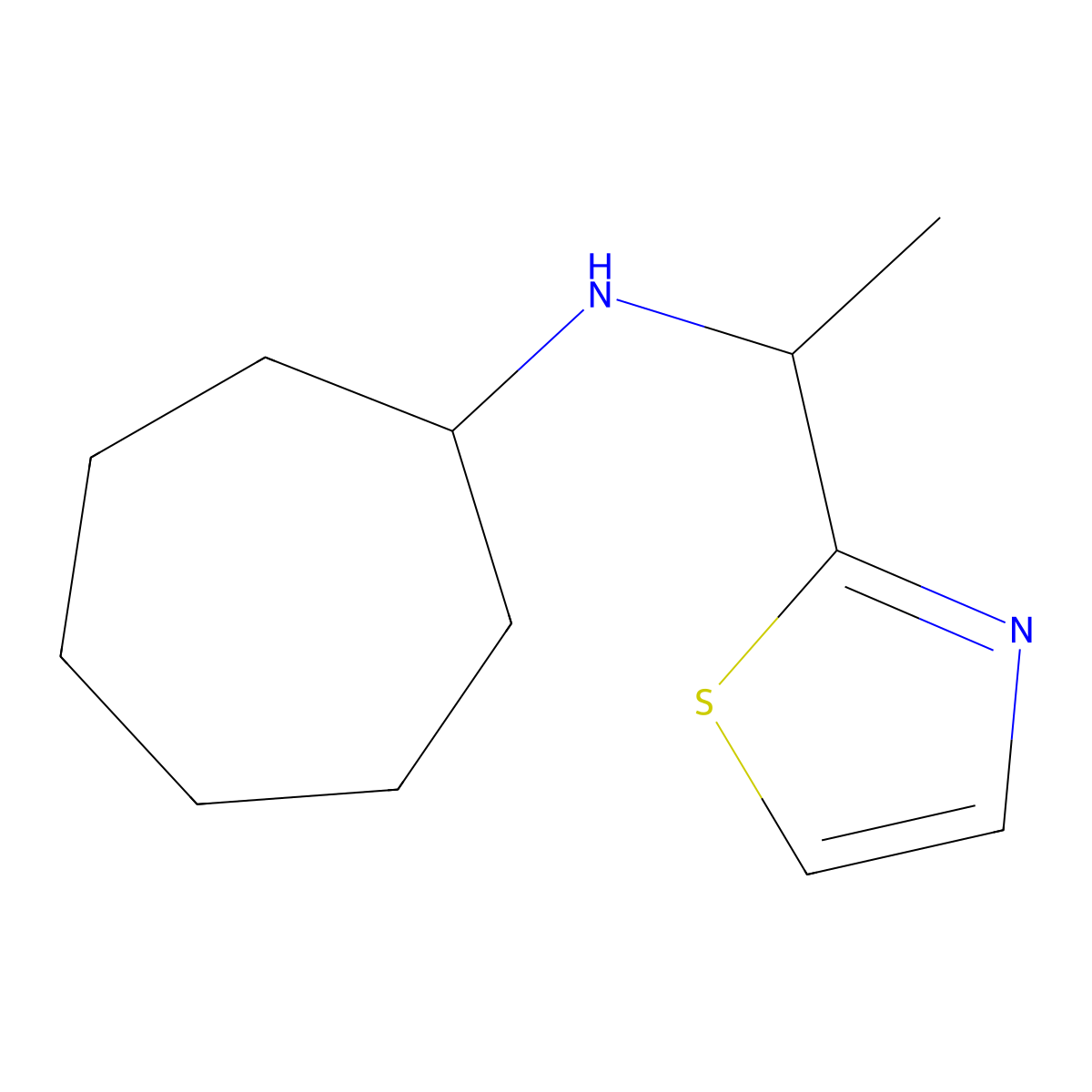 N-[1-(1,3-thiazol-2-yl)ethyl]cycloheptanamine molecular structure, CAS 1339151-79-9