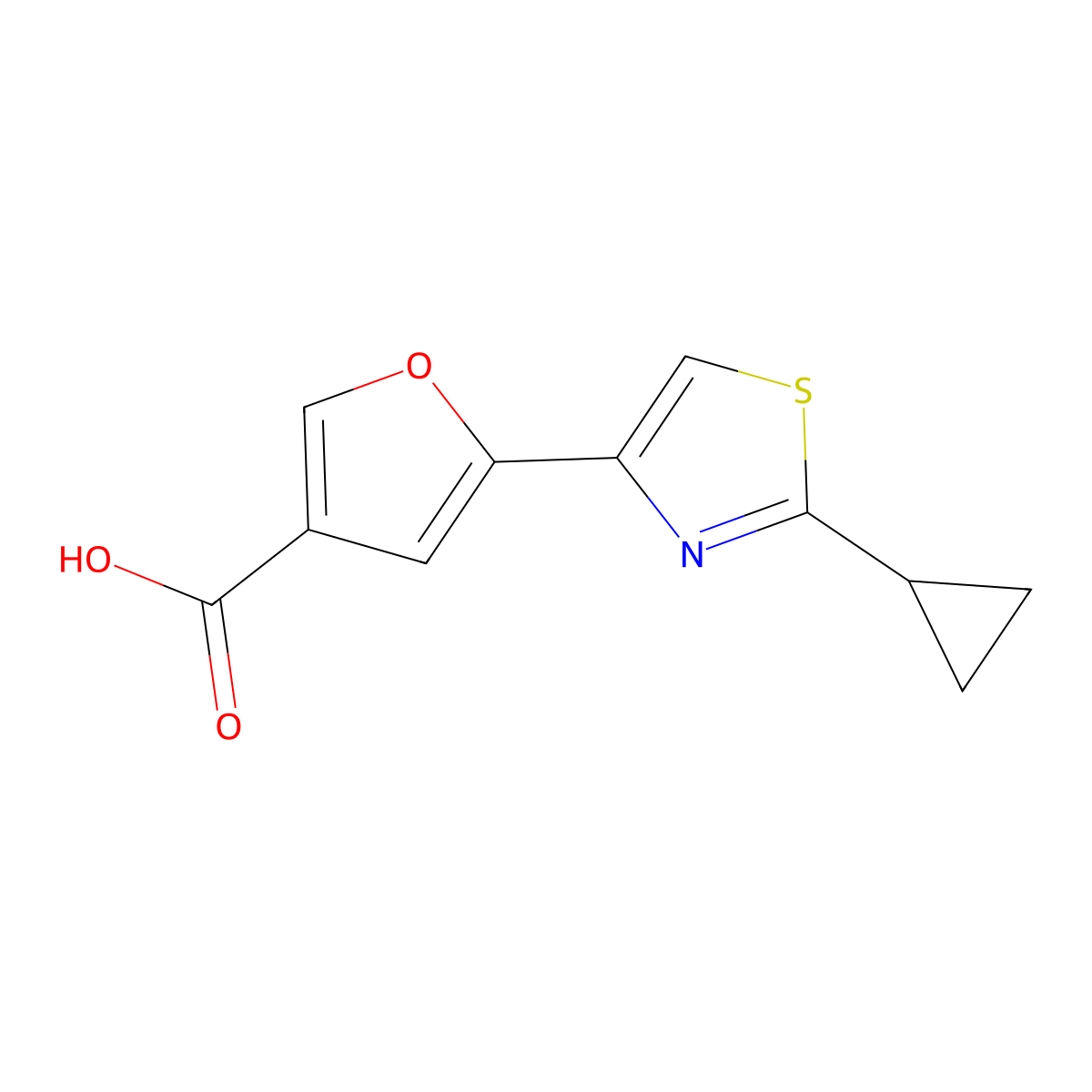 5-(2-Cyclopropylthiazol-4-yl)furan-3-carboxylic acid molecular structure, CAS 1339153-18-2