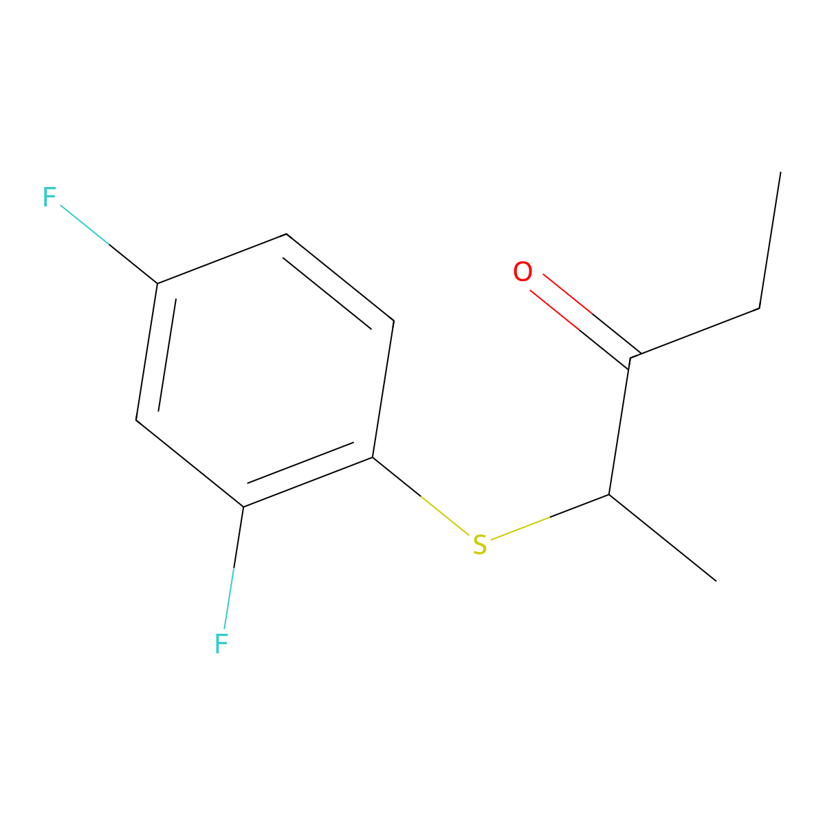 2-((2,4-Difluorophenyl)thio)pentan-3-one molecular structure, CAS 1339153-65-9