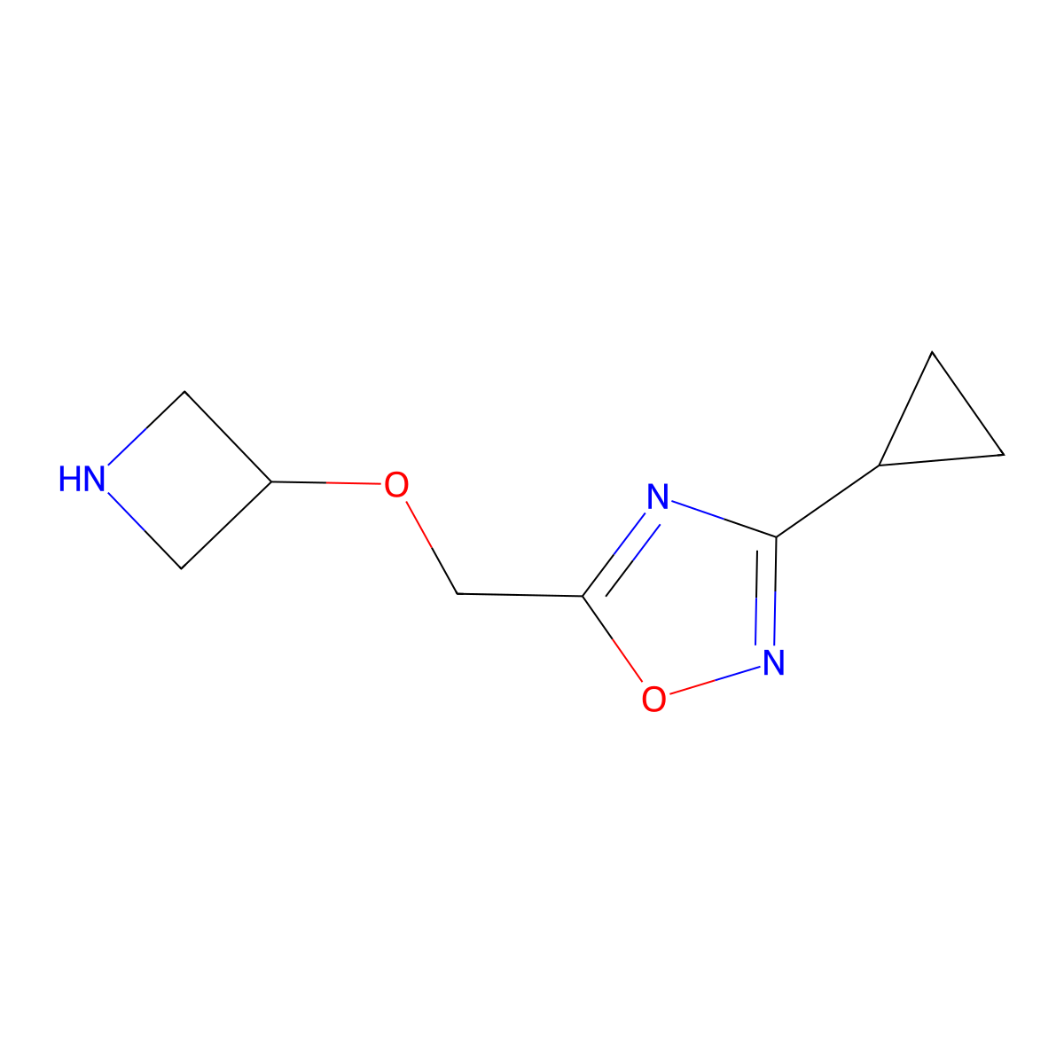 5-[(Azetidin-3-yloxy)methyl]-3-cyclopropyl-1,2,4-oxadiazole molecular structure, CAS 1339154-25-4