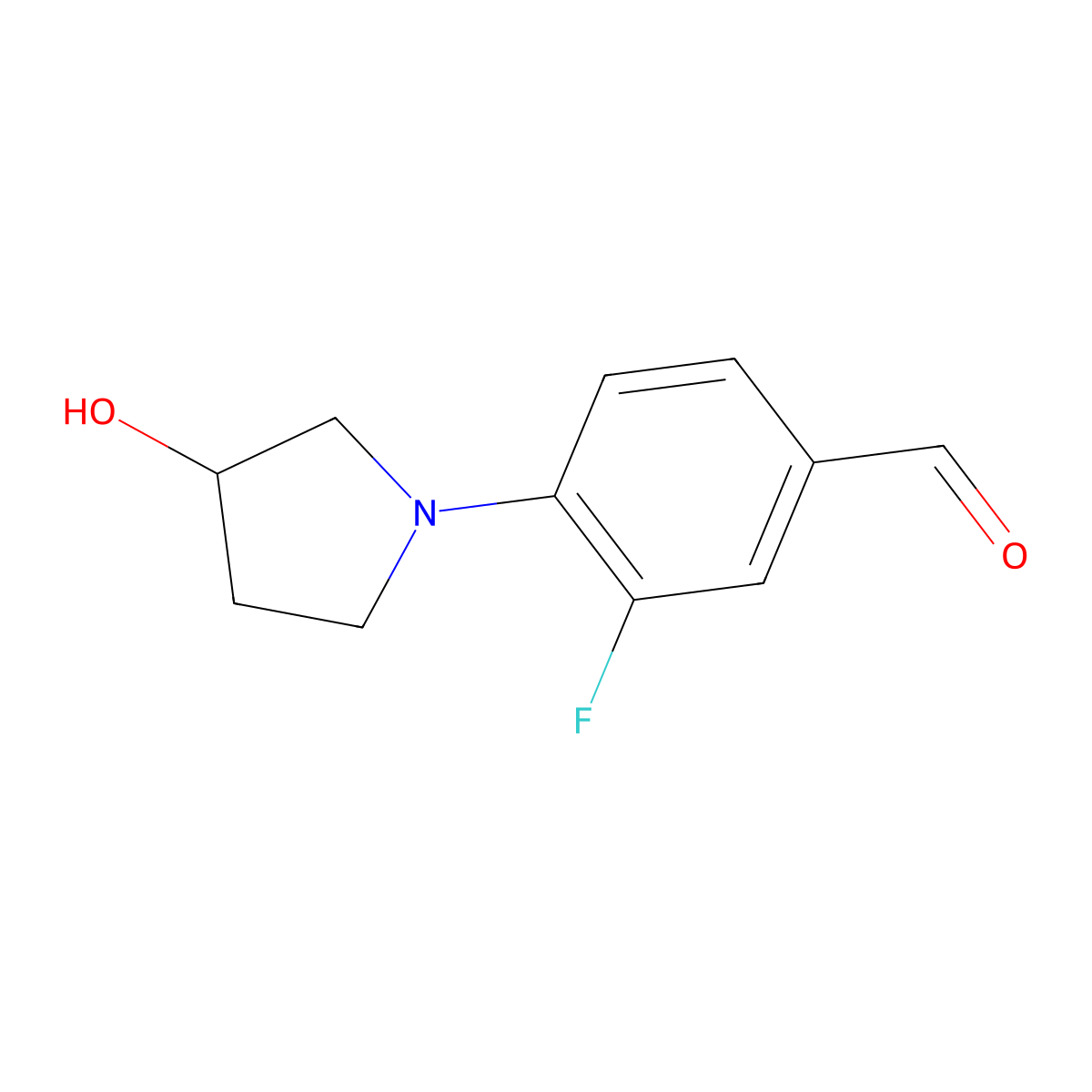 3-Fluoro-4-(3-hydroxypyrrolidin-1-yl)benzaldehyde molecular structure, CAS 1339156-28-3