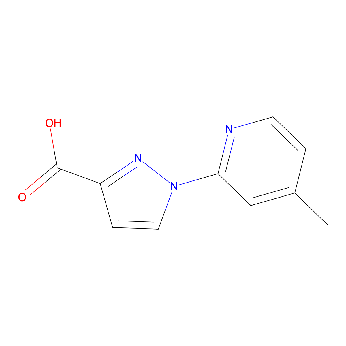 1-(4-methylpyridin-2-yl)-1H-pyrazole-3-carboxylic acid molecular structure, CAS 1339161-60-2