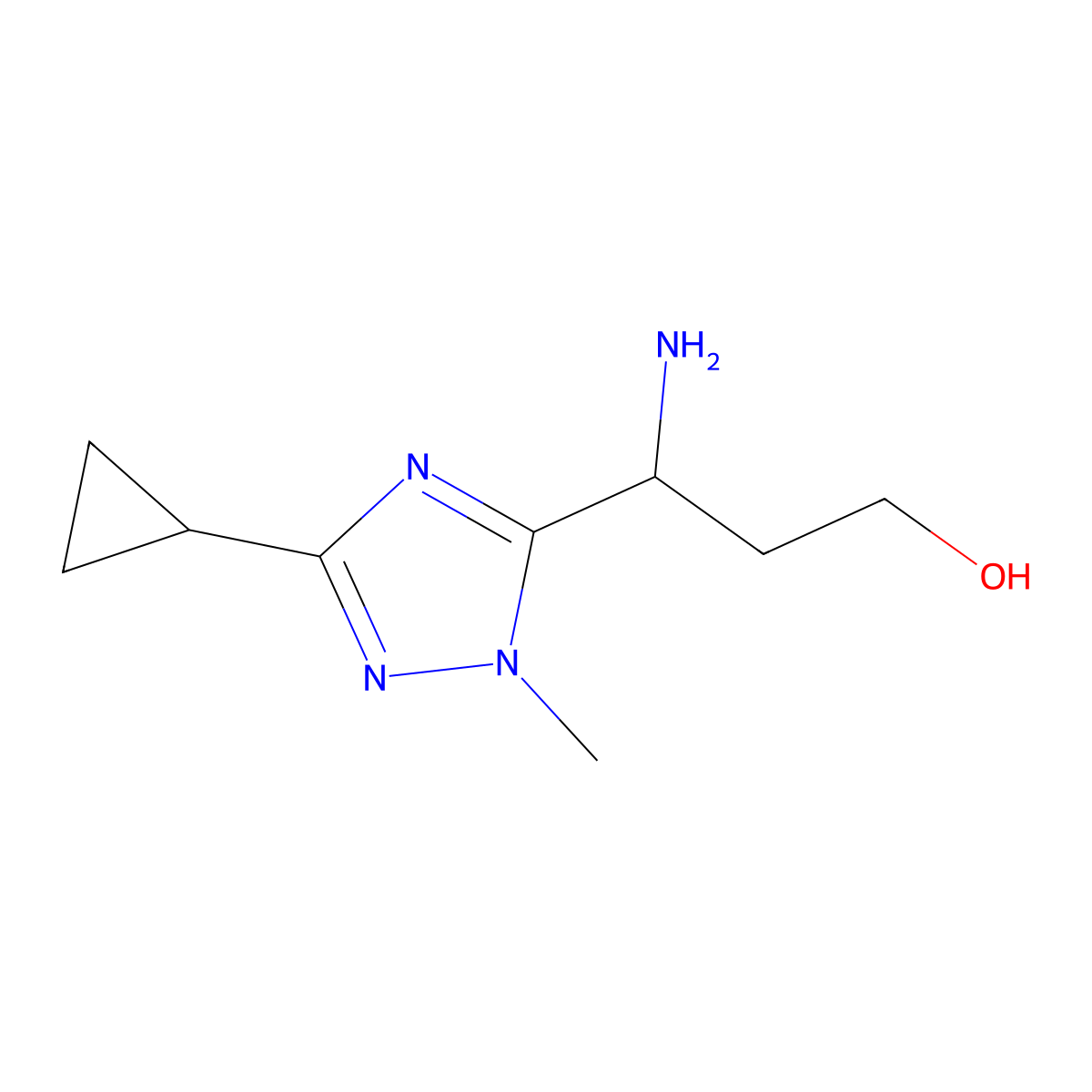 3-Amino-3-(3-cyclopropyl-1-methyl-1h-1,2,4-triazol-5-yl)propan-1-ol molecular structure, CAS 1339162-84-3