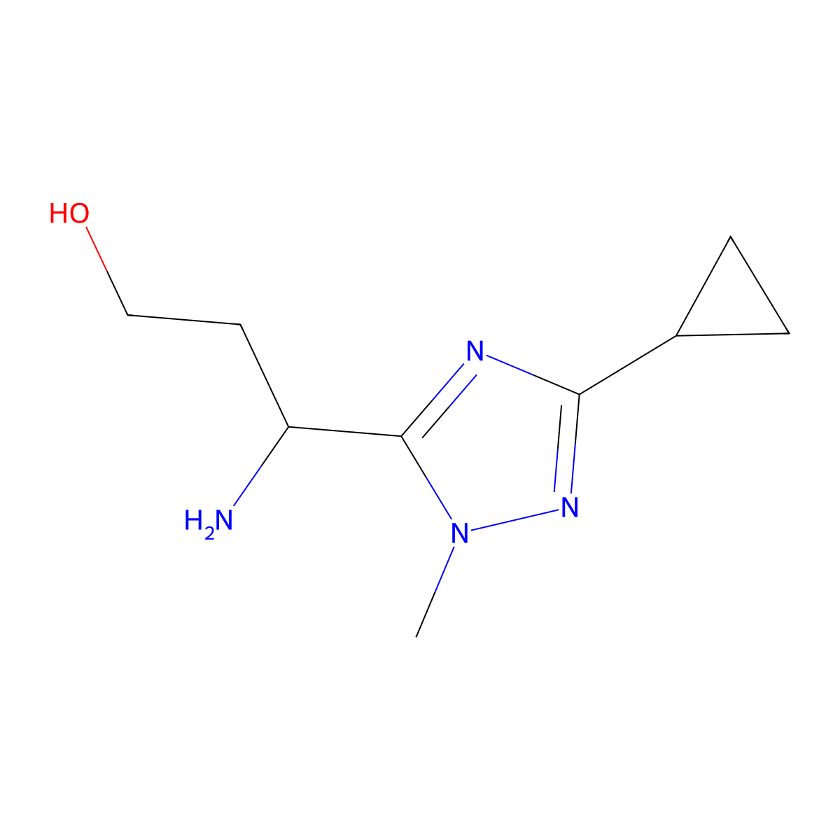 3-Amino-3-(3-cyclopropyl-1-methyl-1h-1,2,4-triazol-5-yl)propan-1-ol molecular structure, CAS 1339162-84-3