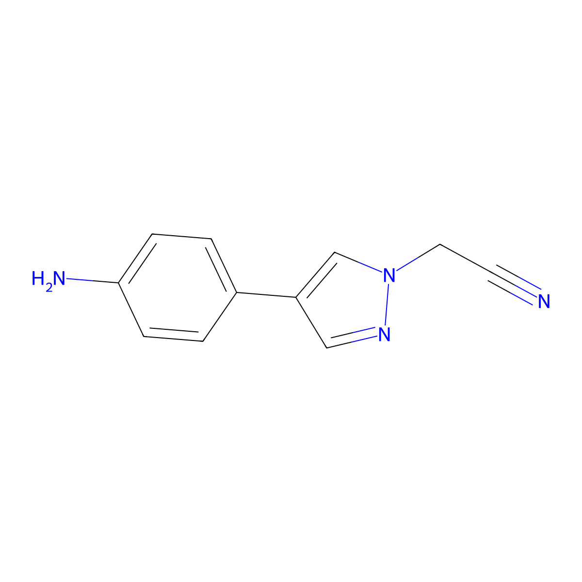 2-[4-(4-aminophenyl)-1H-pyrazol-1-yl]acetonitrile molecular structure, CAS 1339162-89-8