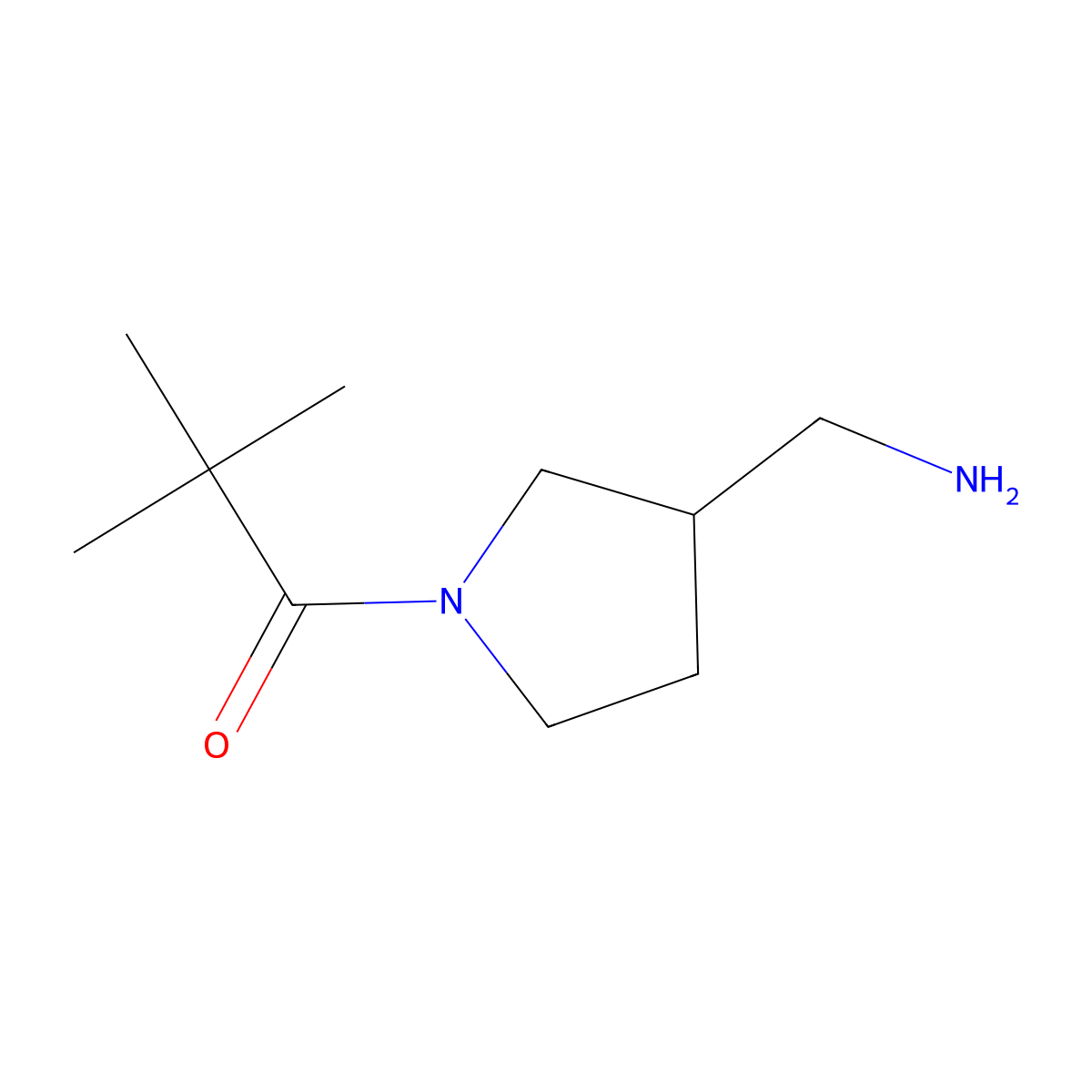 1-[3-(Aminomethyl)pyrrolidin-1-yl]-2,2-dimethylpropan-1-one molecular structure, CAS 1339164-60-1