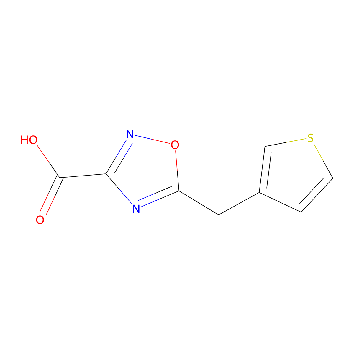 5-(Thiophen-3-ylmethyl)-1,2,4-oxadiazole-3-carboxylic acid molecular structure, CAS 1339165-28-4