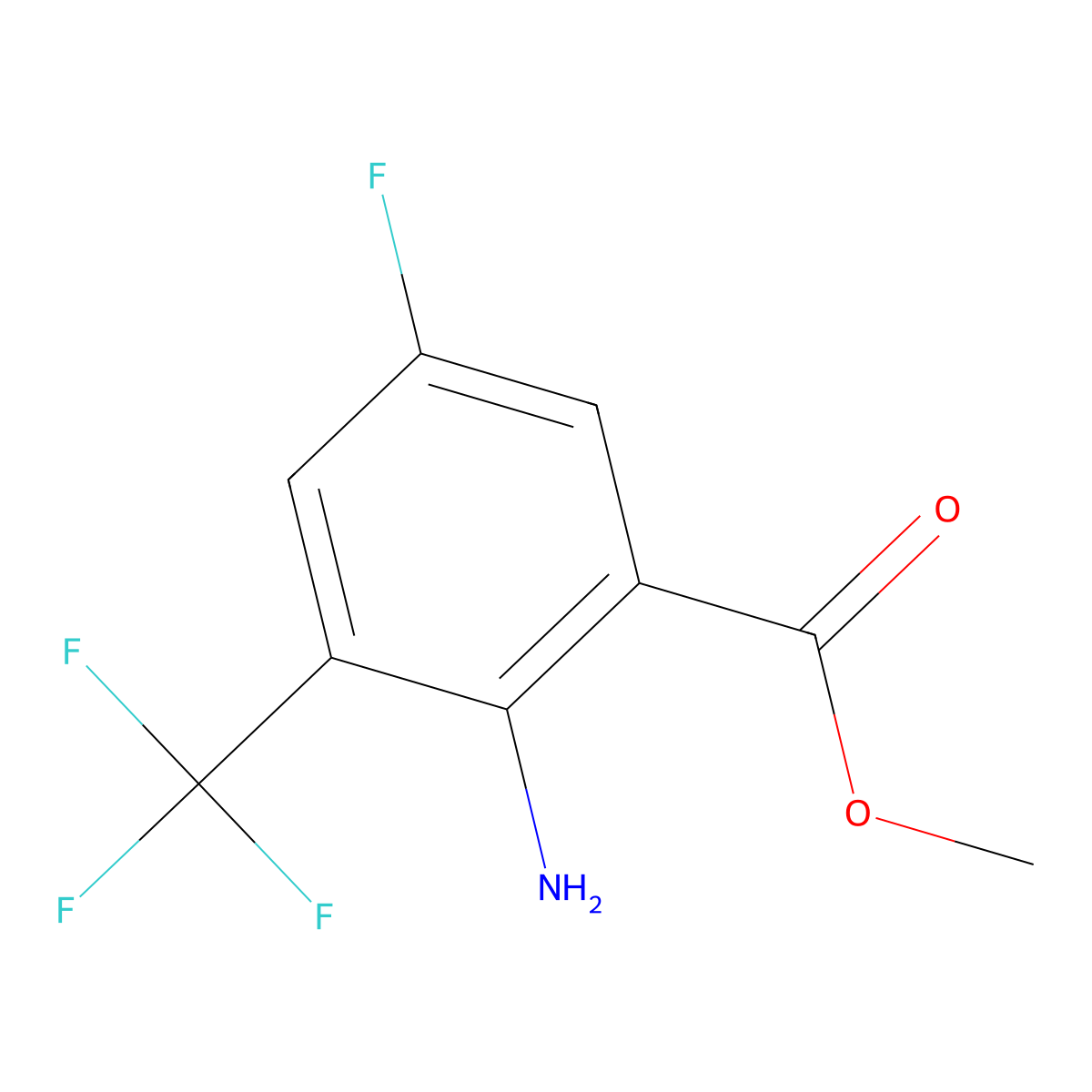 Methyl 2-amino-5-fluoro-3-(trifluoromethyl)benzoate molecular structure, CAS 1339168-24-9