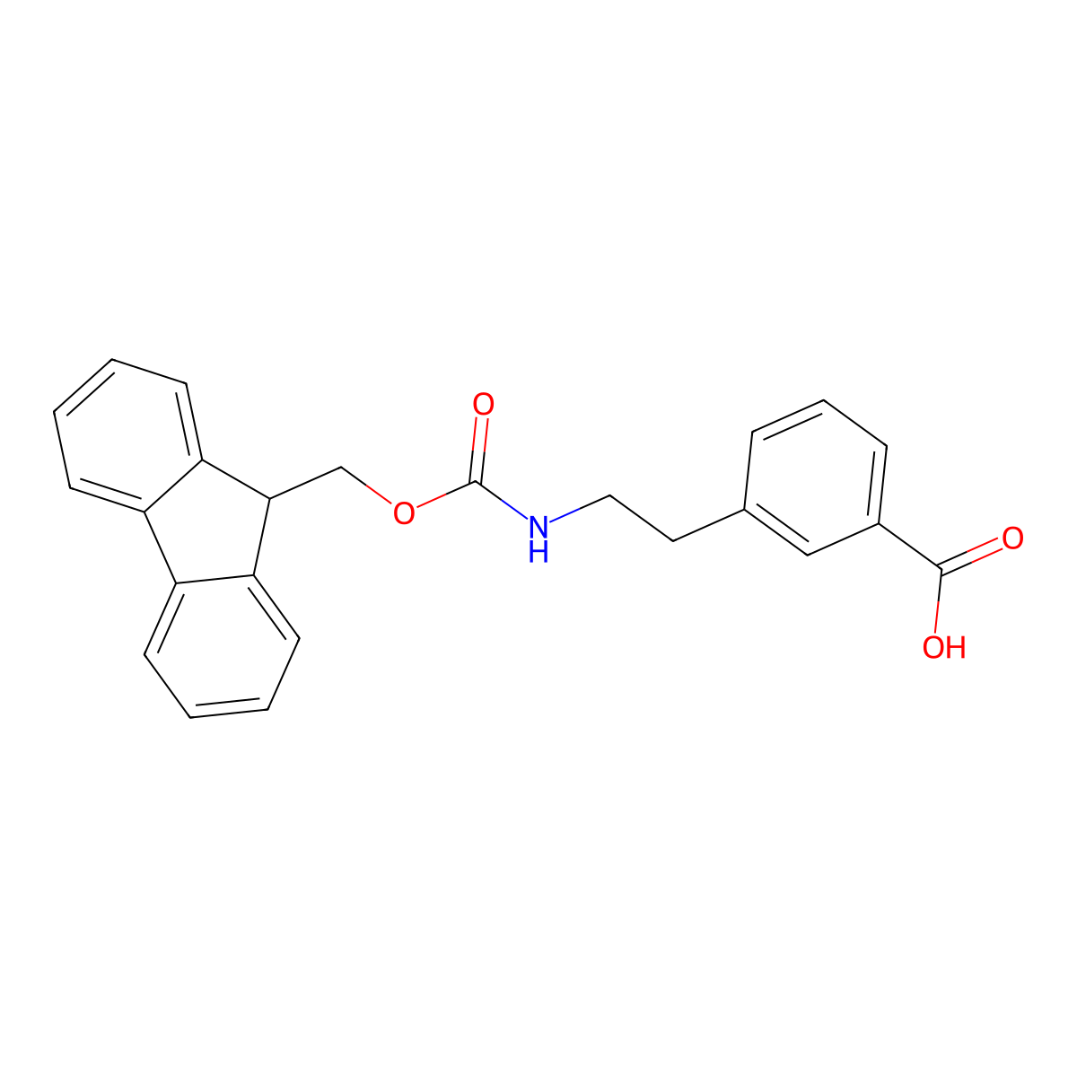 3-(2-(((9H-fluoren-9-ylmethoxy)carbonyl)amino)ethyl)benzoic acid molecular structure, CAS 1339169-33-3