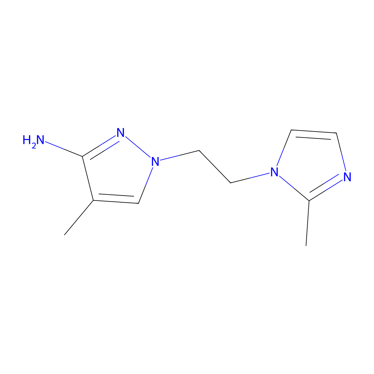 4-Methyl-1-(2-(2-methyl-1h-imidazol-1-yl)ethyl)-1h-pyrazol-3-amine molecular structure, CAS 1339175-35-7