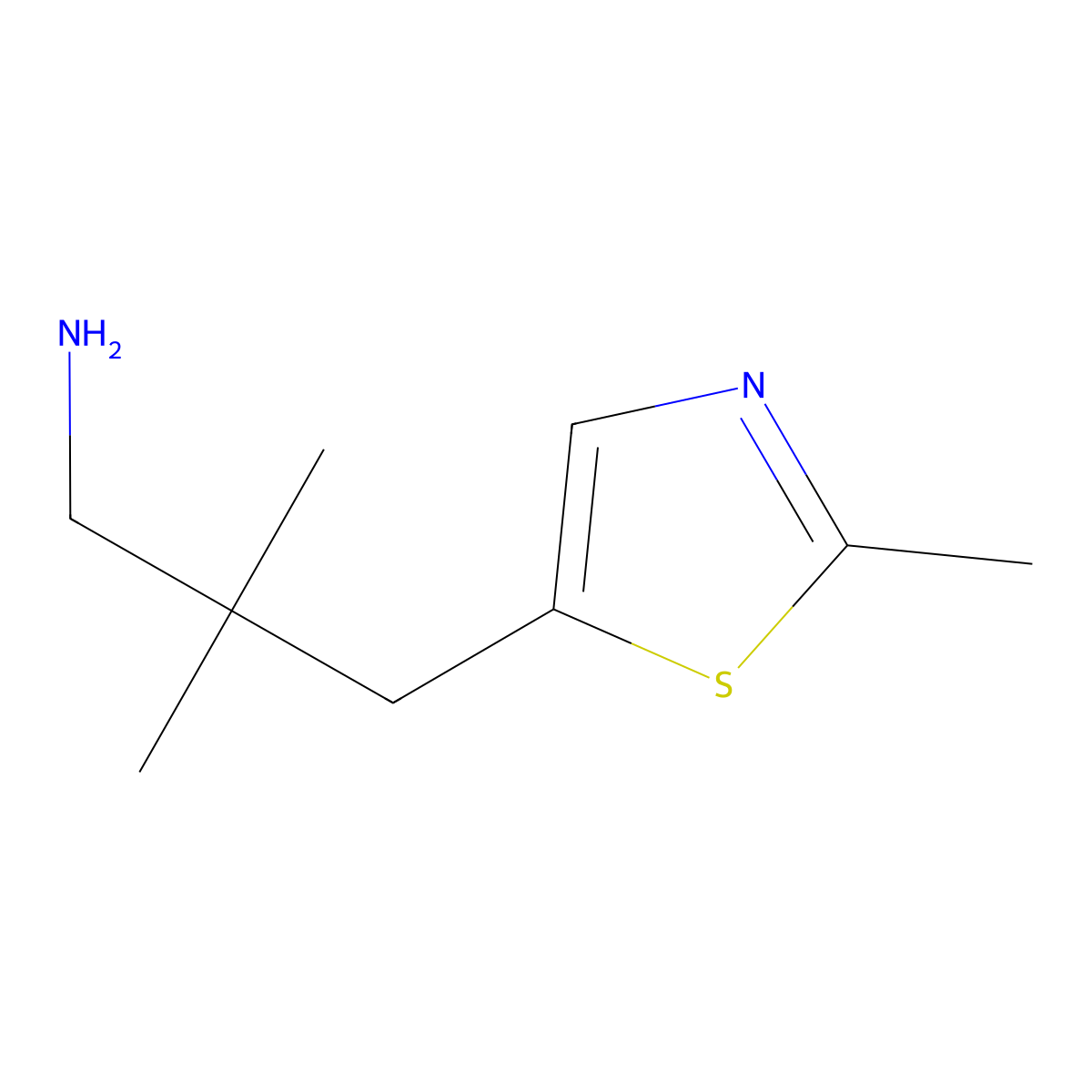 2,2-Dimethyl-3-(2-methylthiazol-5-yl)propan-1-amine molecular structure, CAS 1339176-82-7