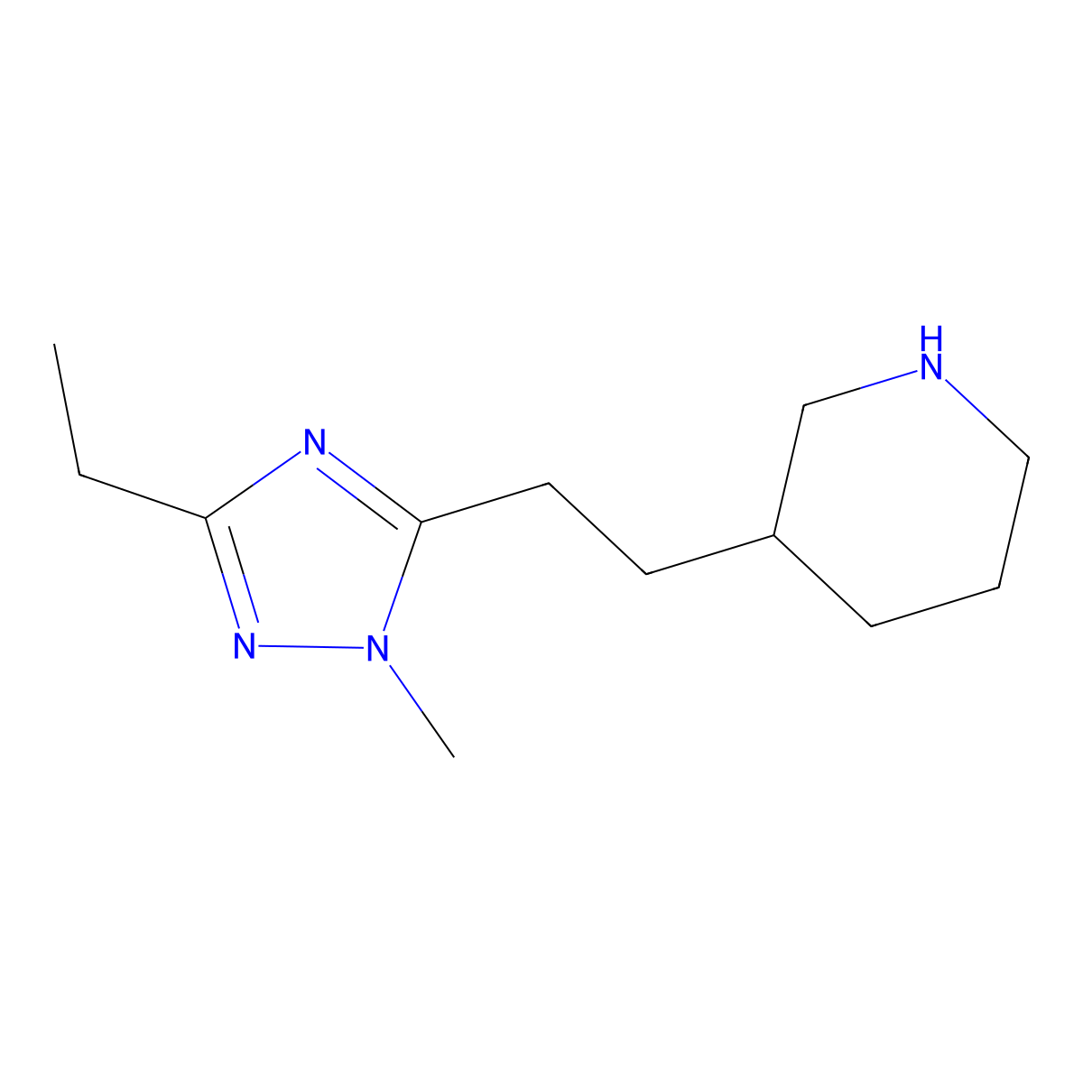 3-(2-(3-Ethyl-1-methyl-1h-1,2,4-triazol-5-yl)ethyl)piperidine molecular structure, CAS 1339178-48-1