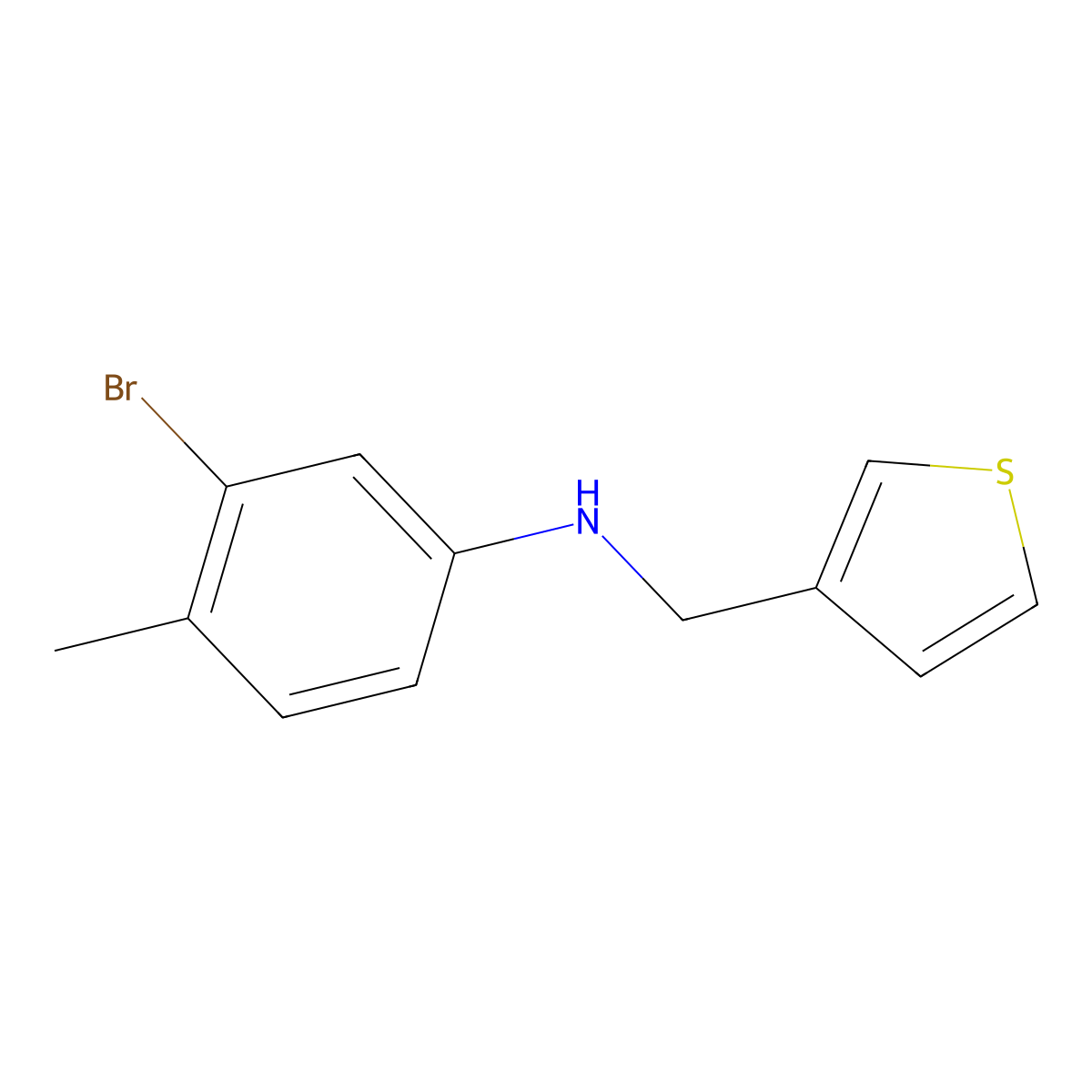 3-bromo-4-methyl-N-(thiophen-3-ylmethyl)aniline molecular structure, CAS 1339180-18-5