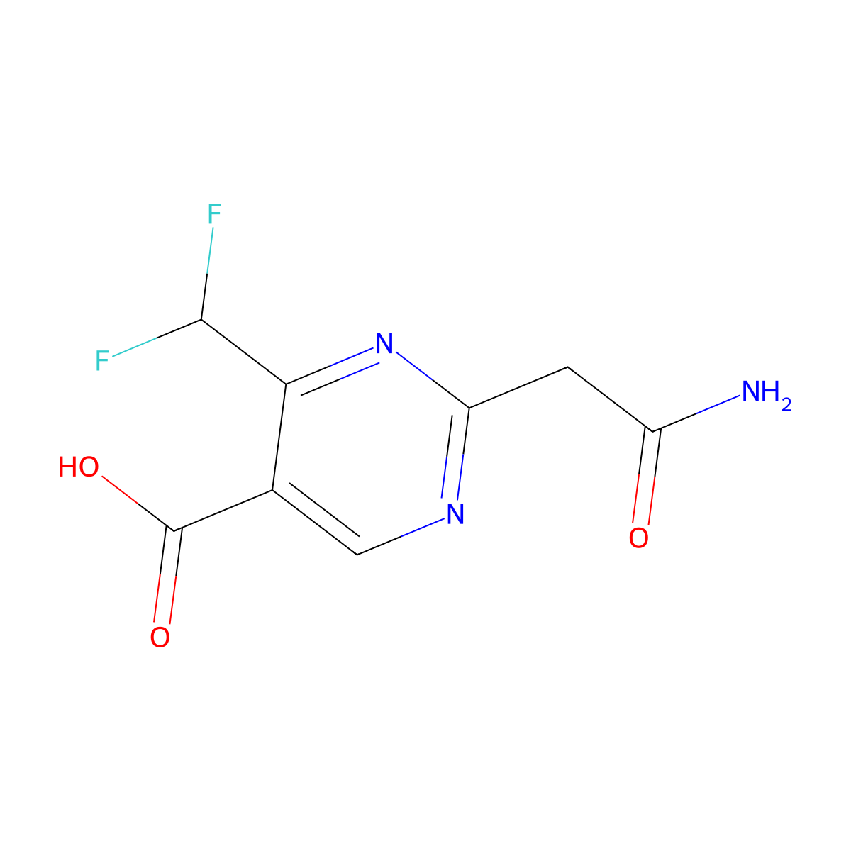 2-(2-Amino-2-oxoethyl)-4-(difluoromethyl)pyrimidine-5-carboxylic acid molecular structure, CAS 1339182-90-9