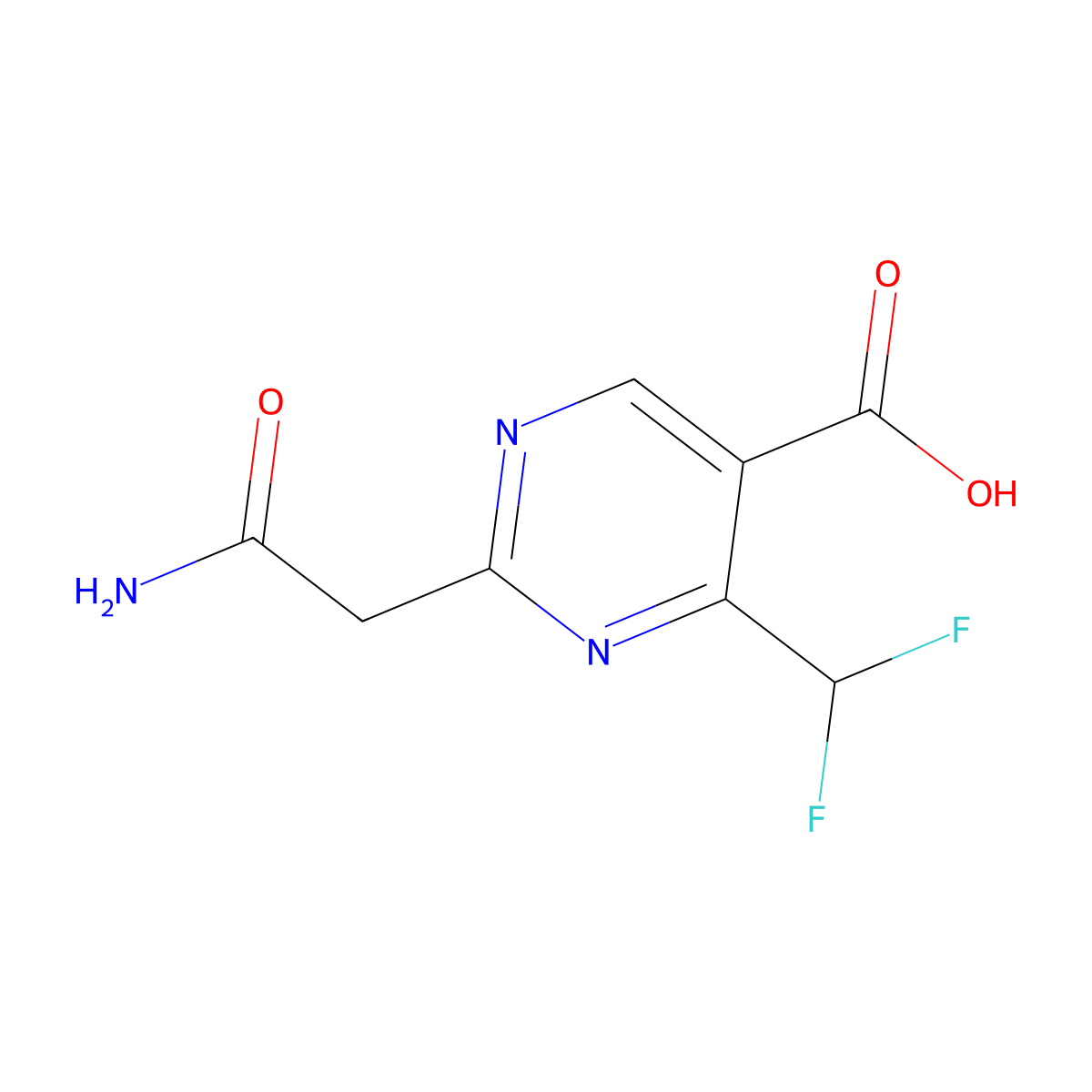 2-(2-Amino-2-oxoethyl)-4-(difluoromethyl)pyrimidine-5-carboxylic acid molecular structure, CAS 1339182-90-9