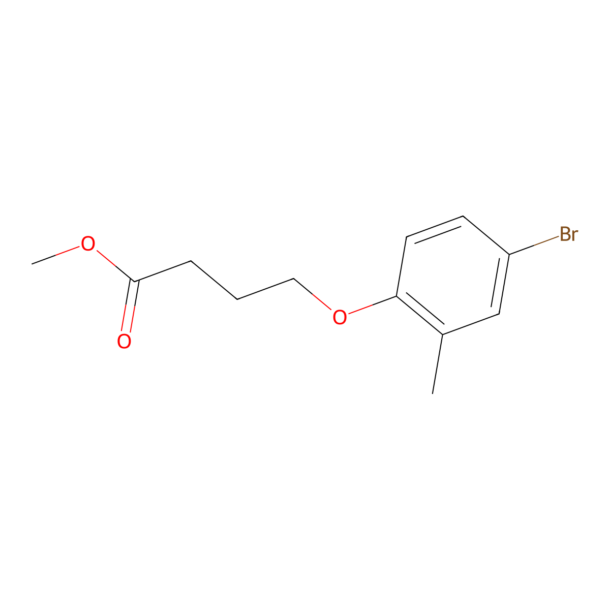 Methyl 4-(4-bromo-2-methylphenoxy)butanoate molecular structure, CAS 1339186-05-8