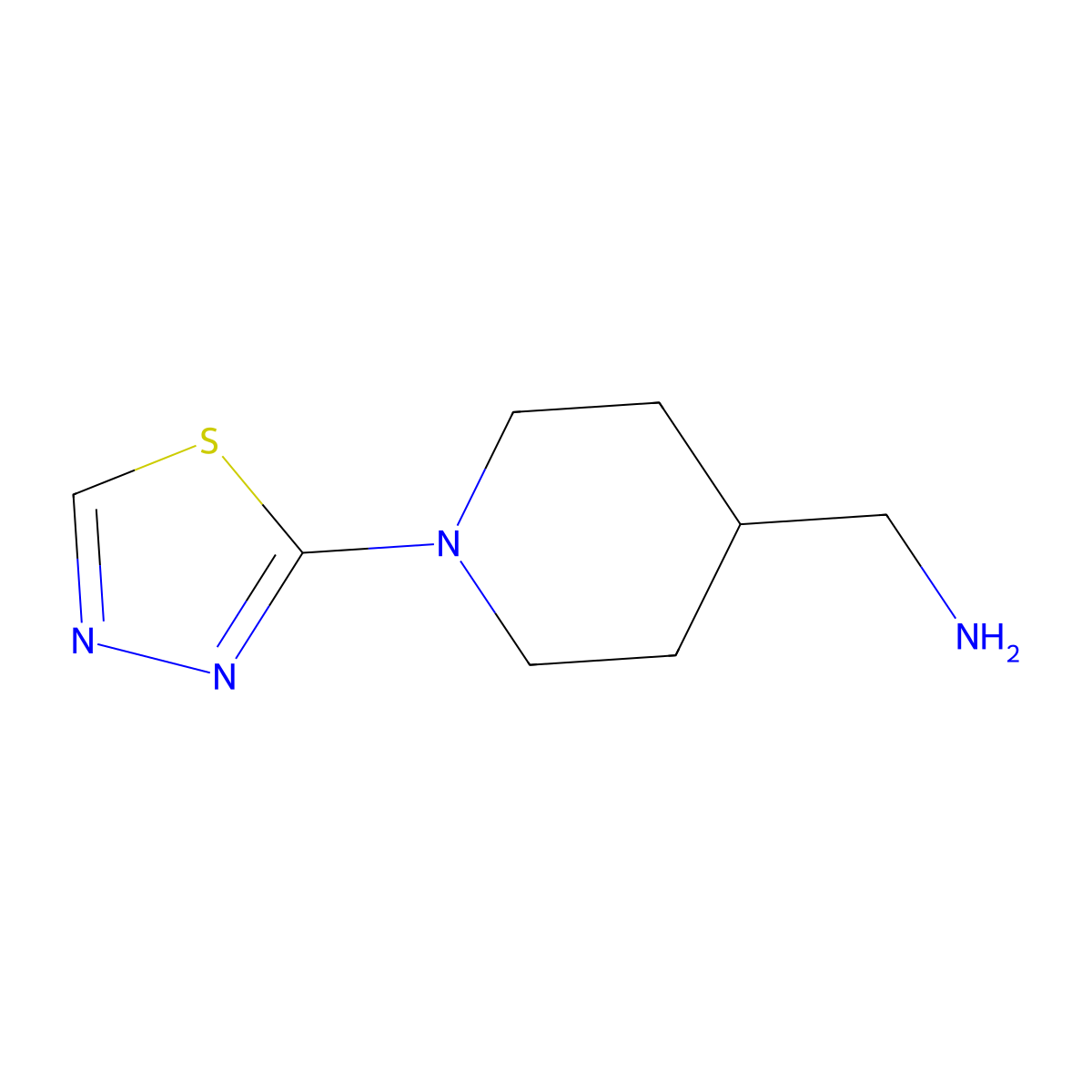 (1-(1,3,4-Thiadiazol-2-yl)piperidin-4-yl)methanamine molecular structure, CAS 1339187-84-6