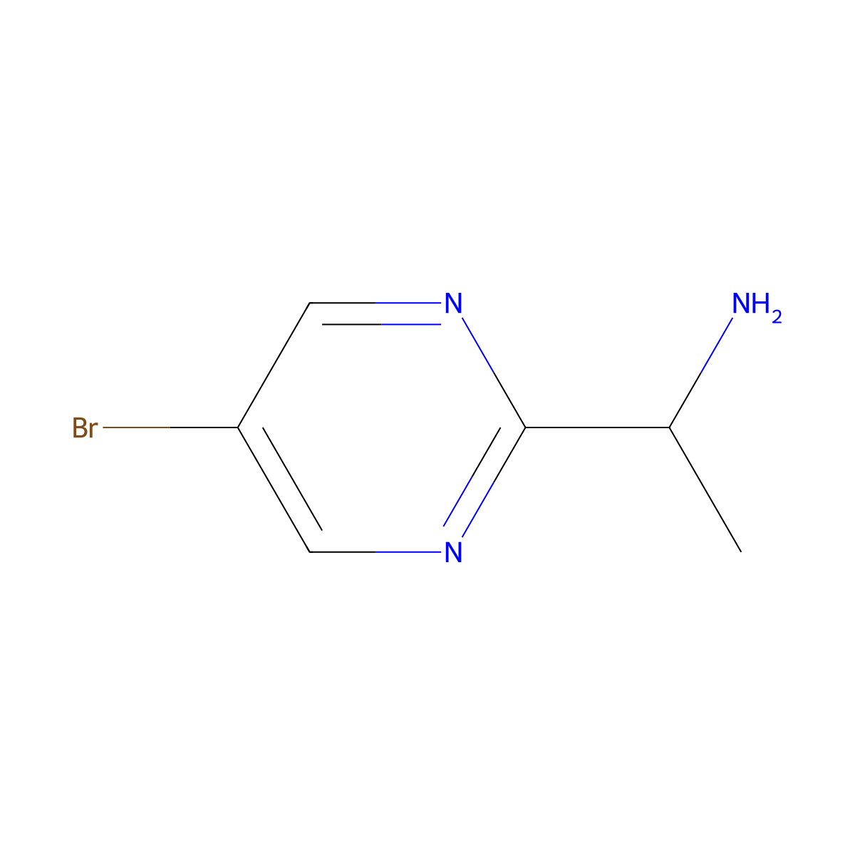 1-(5-Bromopyrimidin-2-yl)ethan-1-amine molecular structure, CAS 1339187-99-3