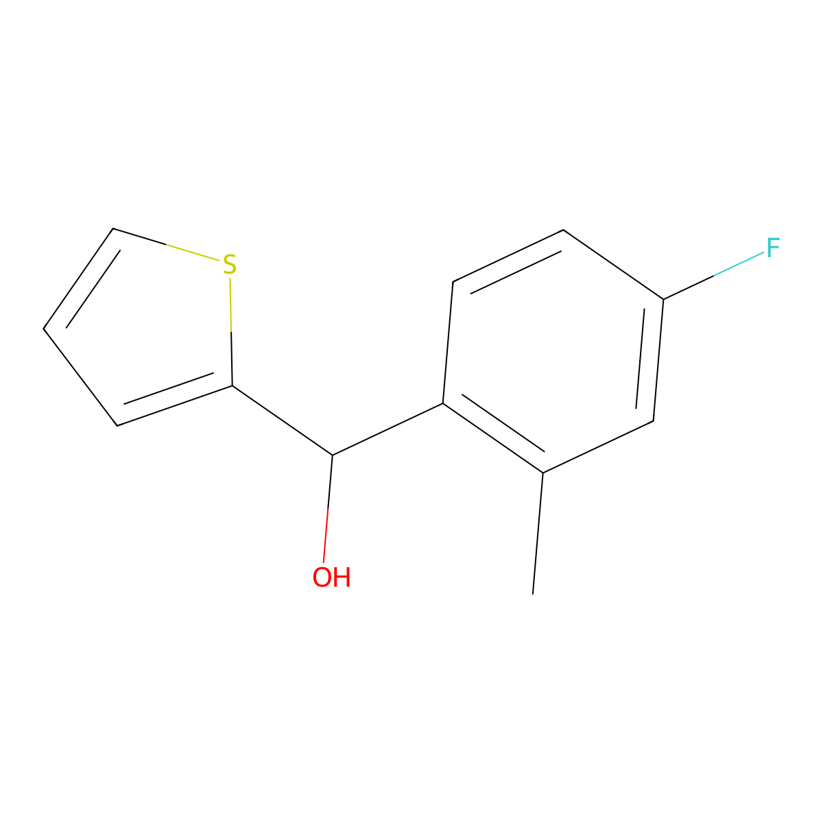 4-Fluoro-2-methylphenyl-(2-thienyl)methanol molecular structure, CAS 1339190-47-4
