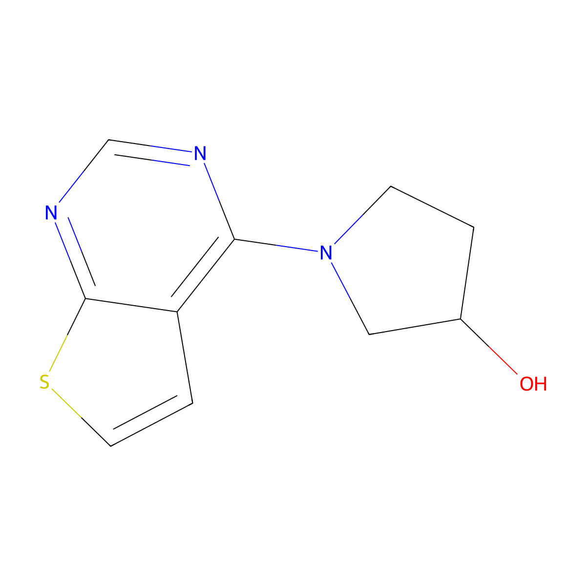 1-{Thieno[2,3-d]pyrimidin-4-yl}pyrrolidin-3-ol molecular structure, CAS 1339197-94-2