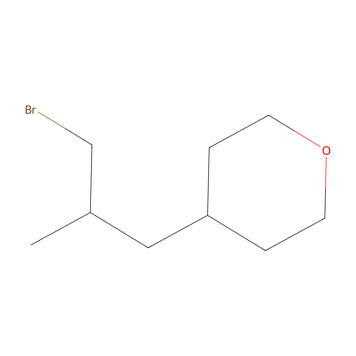 4-(3-Bromo-2-methylpropyl)oxane molecular structure, CAS 1339198-74-1