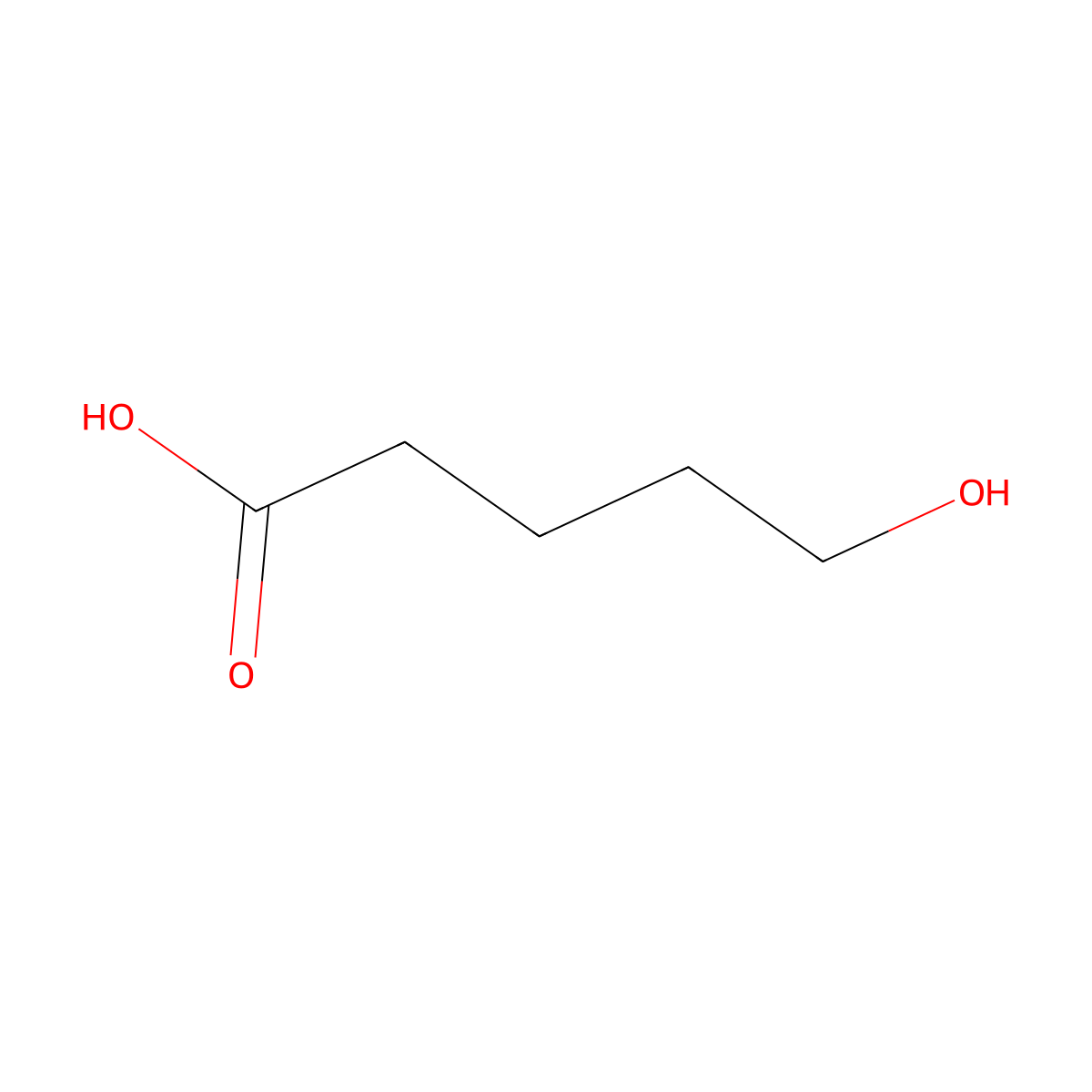 5-Hydroxypentanoic acid molecular structure, CAS 13392-69-3