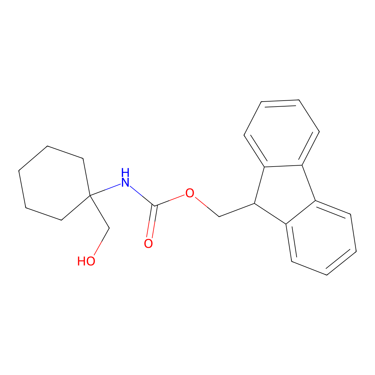 (9H-fluoren-9-yl)methyl N-[1-(hydroxymethyl)cyclohexyl]carbamate molecular structure, CAS 1339200-62-2