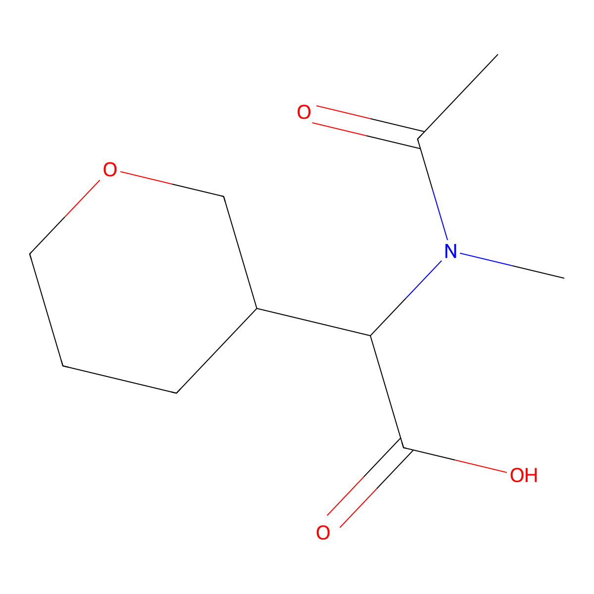 2-(N-methylacetamido)-2-(oxan-3-yl)acetic acid molecular structure, CAS 1339200-66-6