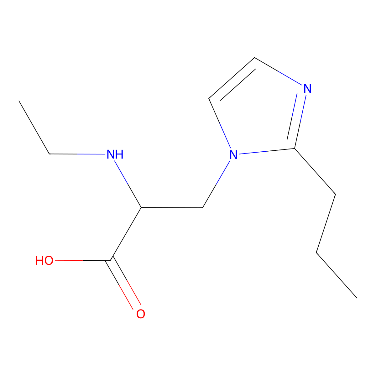 2-(Ethylamino)-3-(2-propyl-1h-imidazol-1-yl)propanoic acid molecular structure, CAS 1339204-93-1