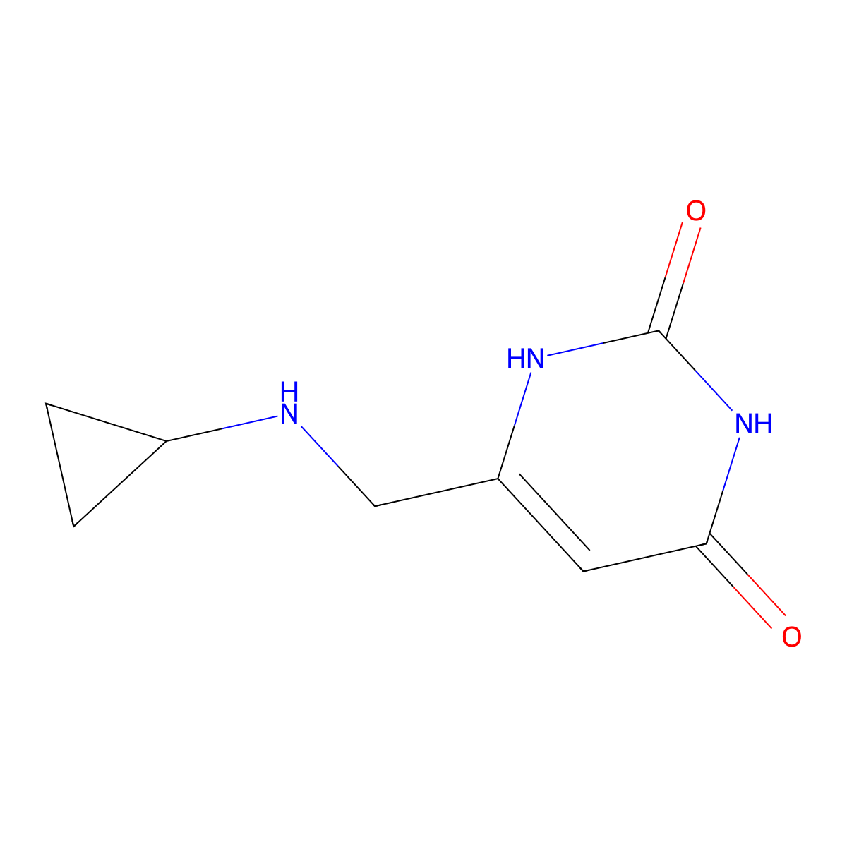 6-[(cyclopropylamino)methyl]-1H-pyrimidine-2,4-dione molecular structure, CAS 1339206-49-3