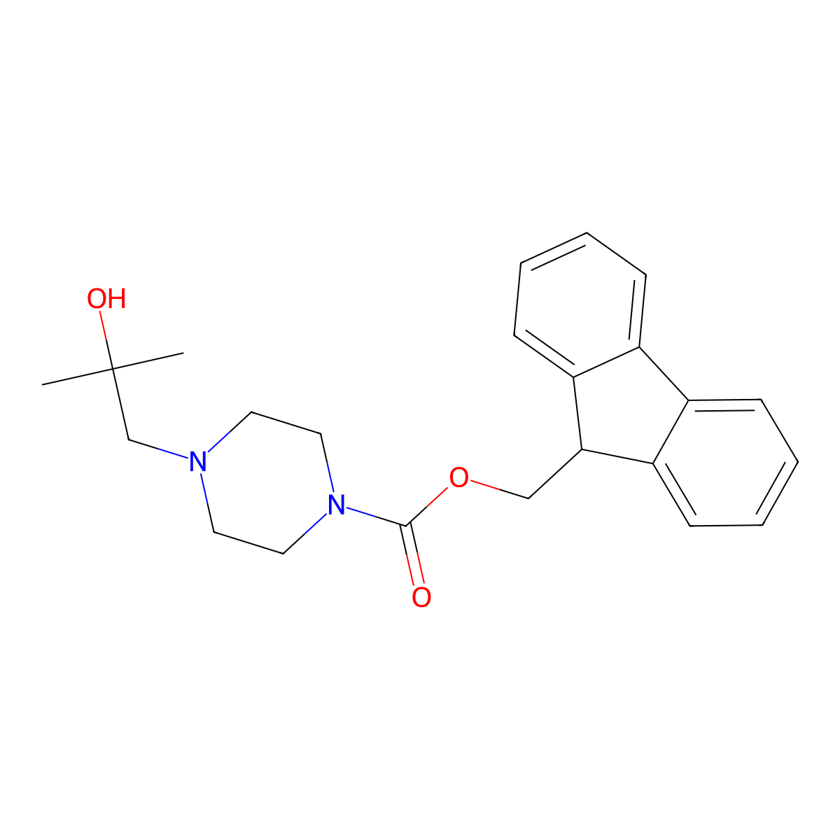 (9H-fluoren-9-yl)methyl 4-(2-hydroxy-2-methylpropyl)piperazine-1-carboxylate molecular structure, CAS 1339206-94-8