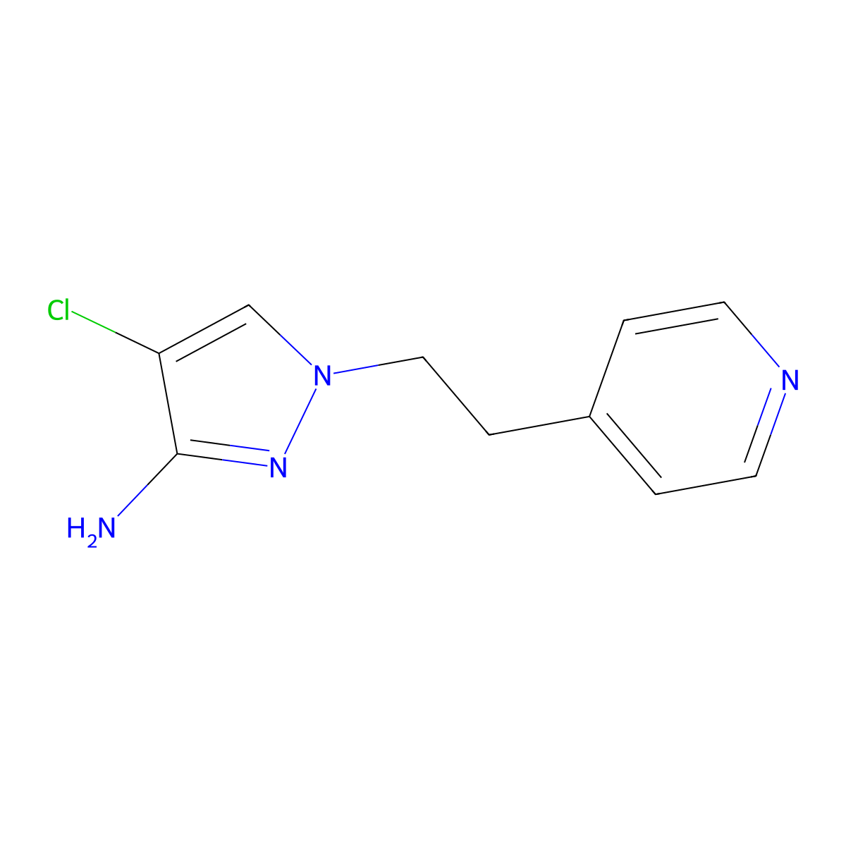 4-Chloro-1-(2-(pyridin-4-yl)ethyl)-1h-pyrazol-3-amine molecular structure, CAS 1339210-32-0