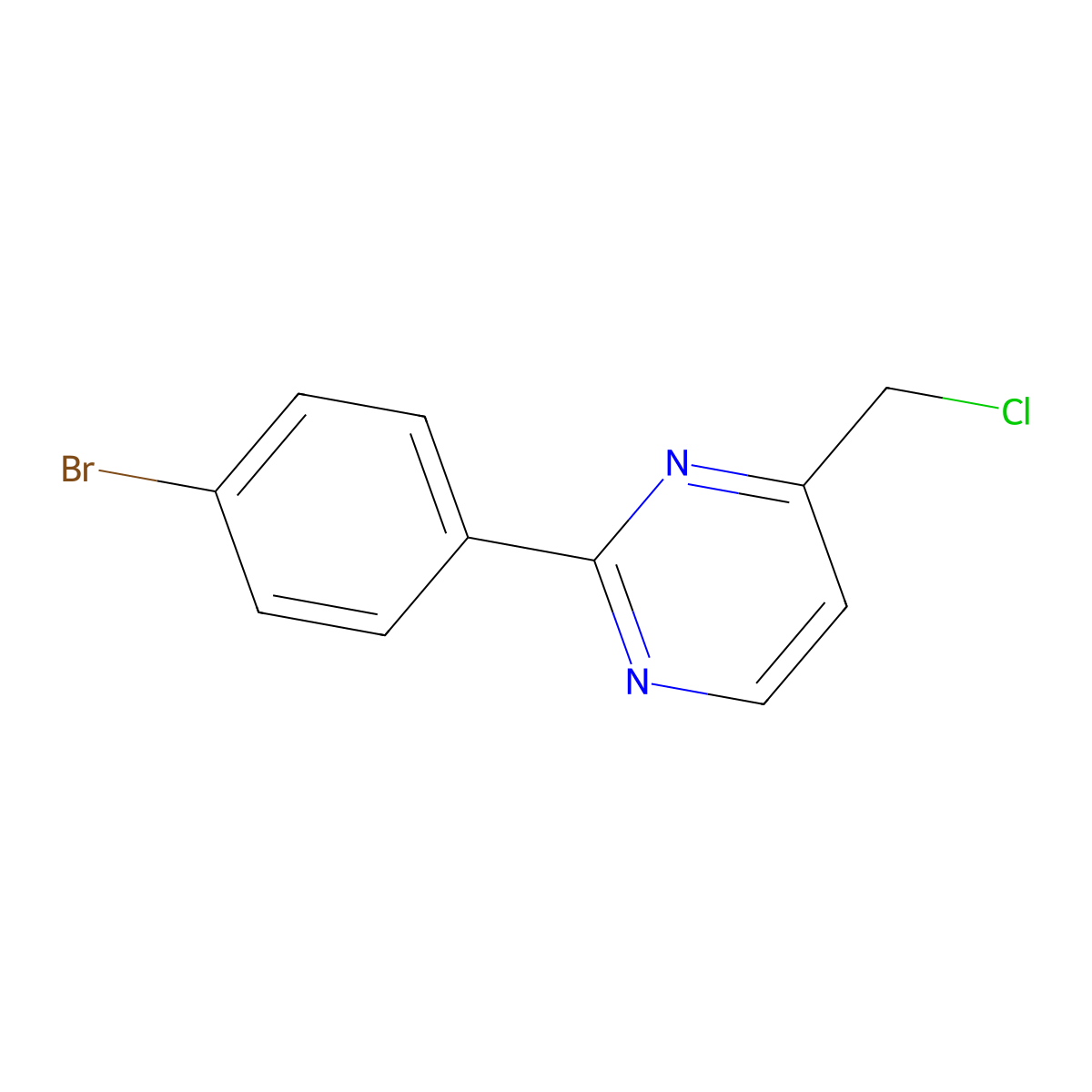 2-(4-Bromophenyl)-4-(chloromethyl)pyrimidine molecular structure, CAS 1339210-38-6