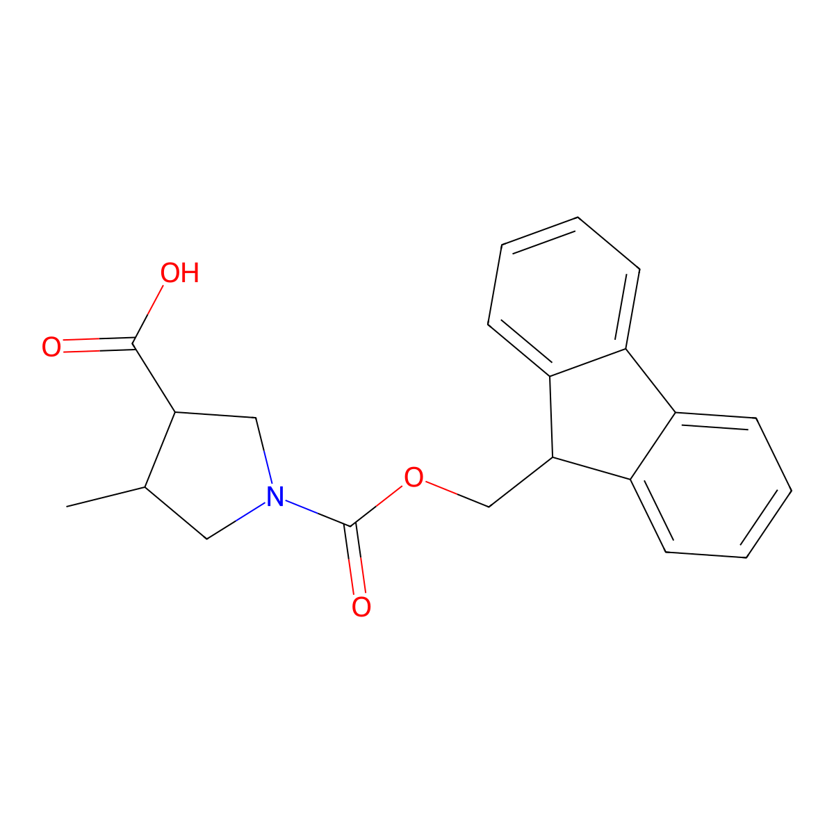 1-[(9H-fluoren-9-ylmethoxy)carbonyl]-4-methylpyrrolidine-3-carboxylic acid molecular structure, CAS 1339211-14-1