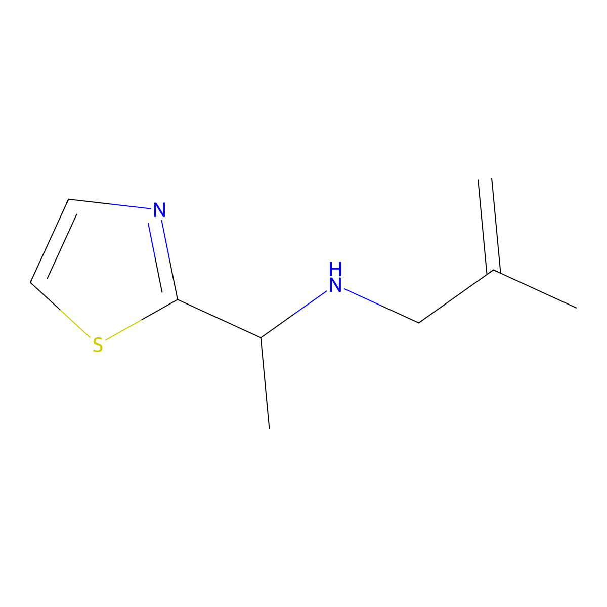 (2-Methylprop-2-en-1-yl)[1-(1,3-thiazol-2-yl)ethyl]amine molecular structure, CAS 1339212-83-7