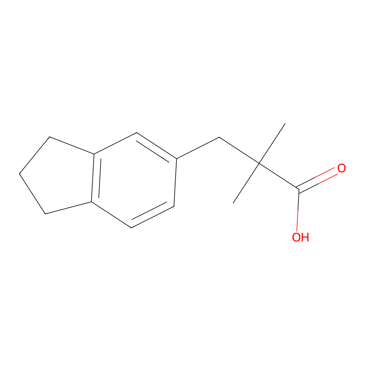 3-(2,3-dihydro-1H-inden-5-yl)-2,2-dimethylpropanoic acid molecular structure, CAS 1339213-28-3