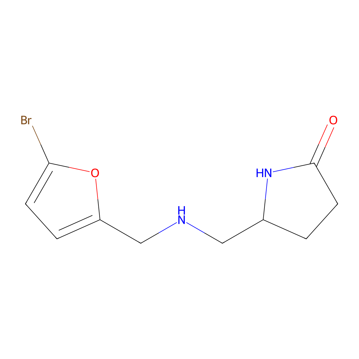 5-((((5-Bromofuran-2-yl)methyl)amino)methyl)pyrrolidin-2-one molecular structure, CAS 1339214-50-4