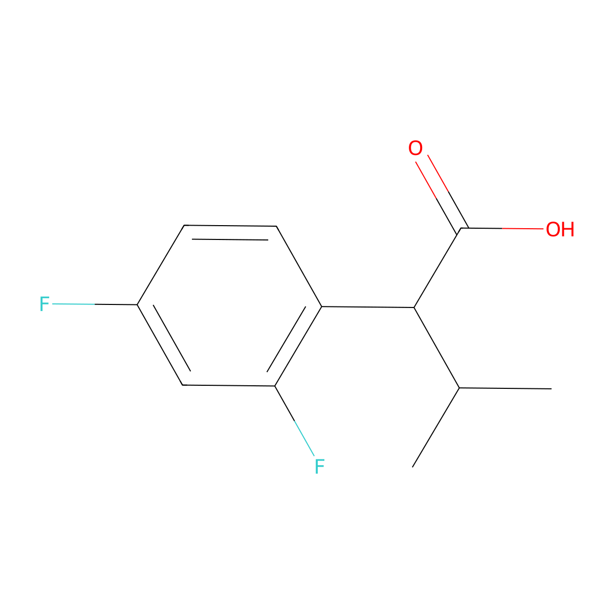 2-(2,4-Difluorophenyl)-3-methylbutanoic acid molecular structure, CAS 1339215-16-5